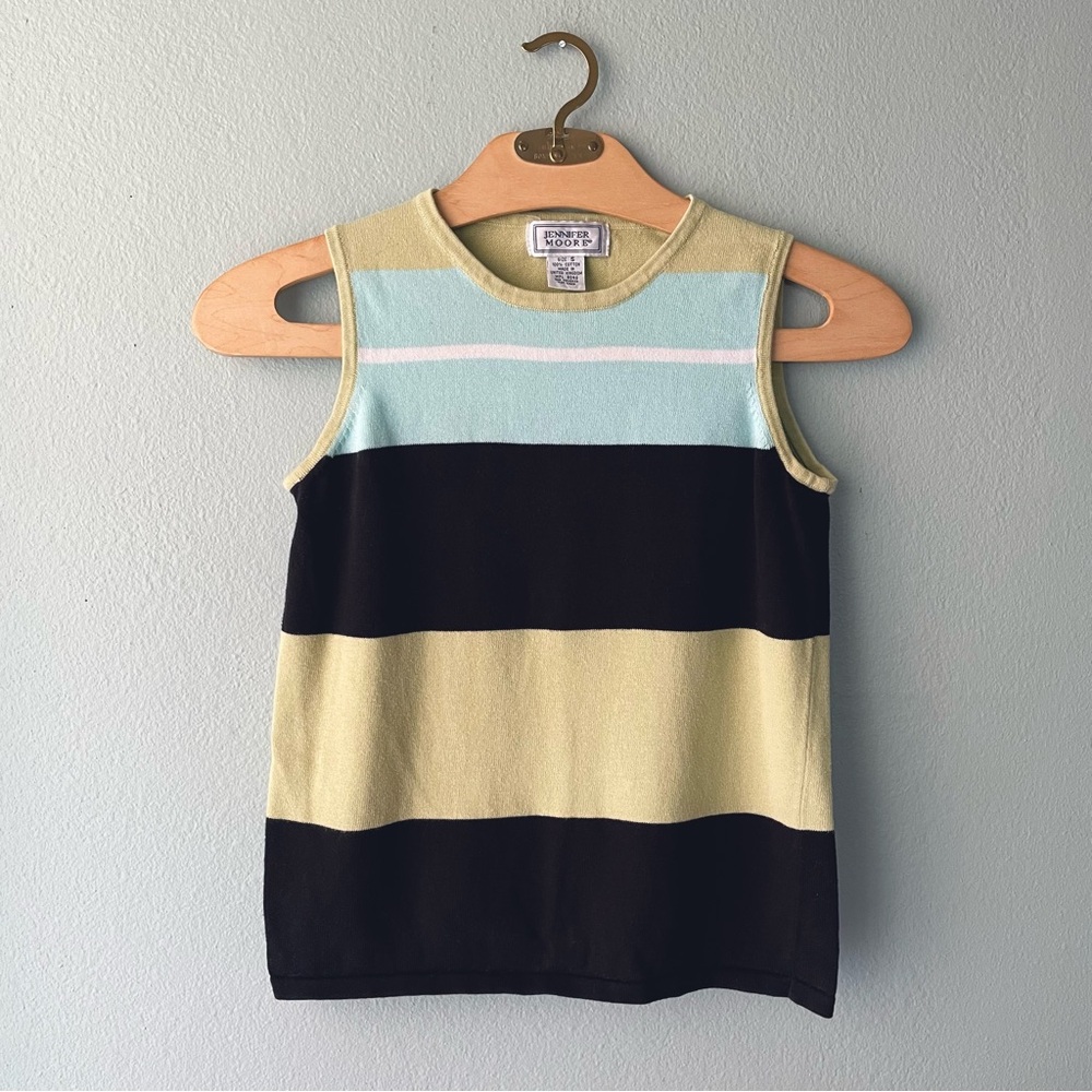 ♦️5/$15♦️Jennifer Moore | 90s Striped Colorblock Tank Top